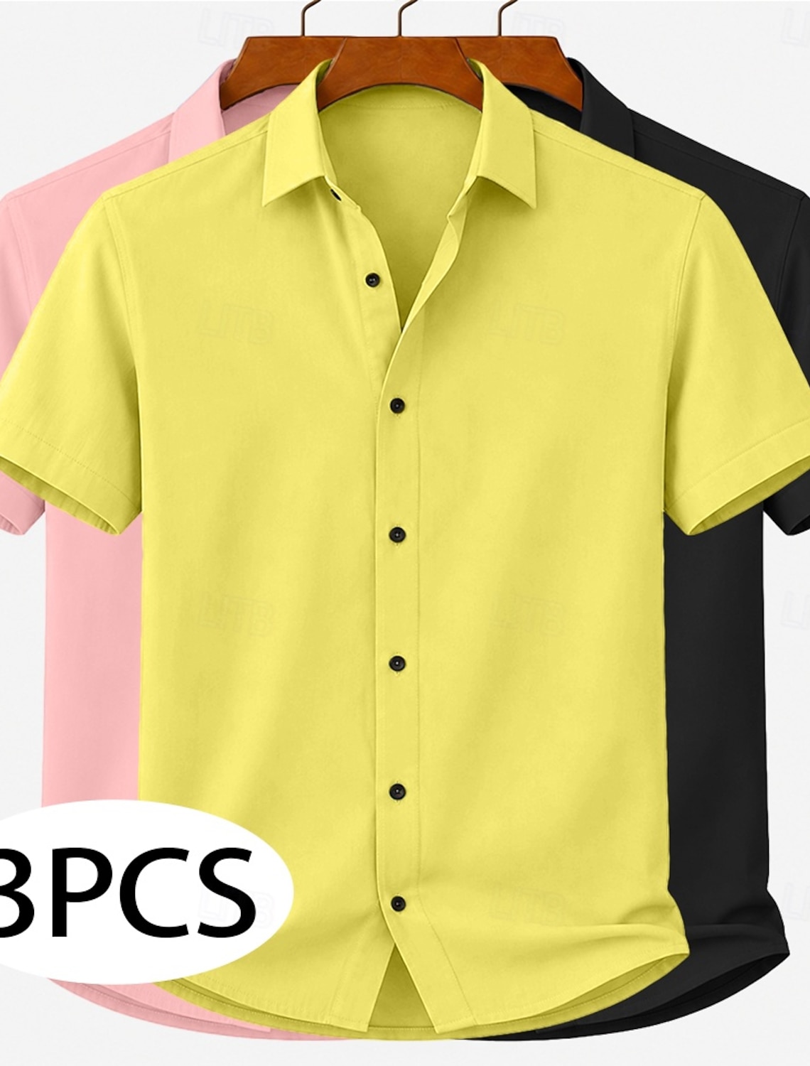 Men Shirt Casual Shirt Button Up Shirt White+Pink+Light Blue Light BLue+Green+Black BLue+Red+Black Yellow+Pink+Black Green+Gray+Black Short Sleeve Plain Shirt Collar Casual Daily Plain Clothing