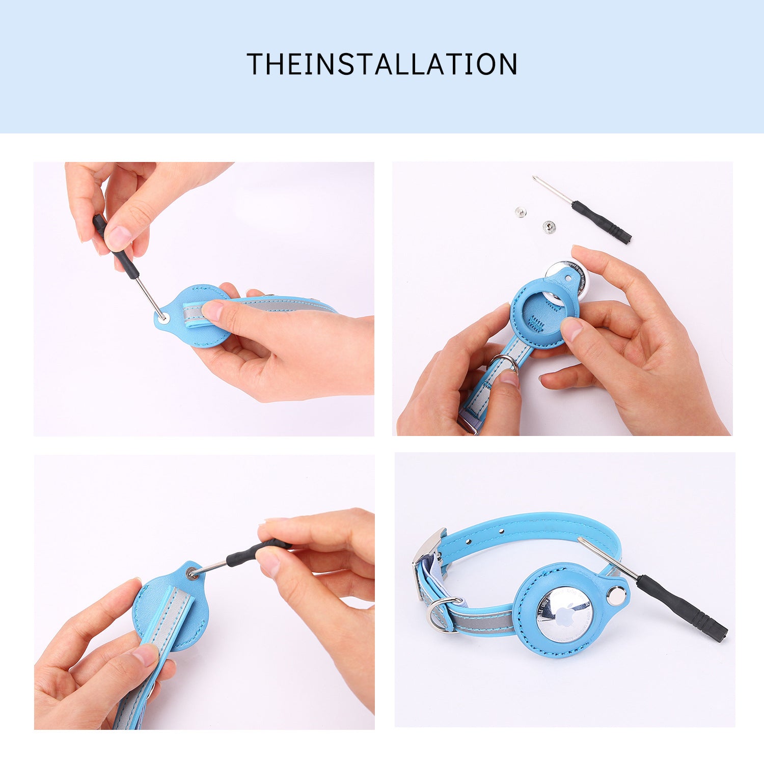 Frenchie Reflective Airtag Case Collar