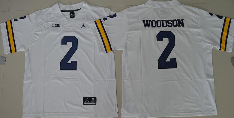 Men's Michigan UM White 2024 performance Charles Woodson #2 replica