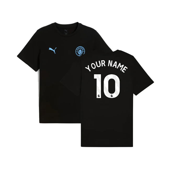 2025-2026 Man City FtblESS Tee (Black) (Your Name)