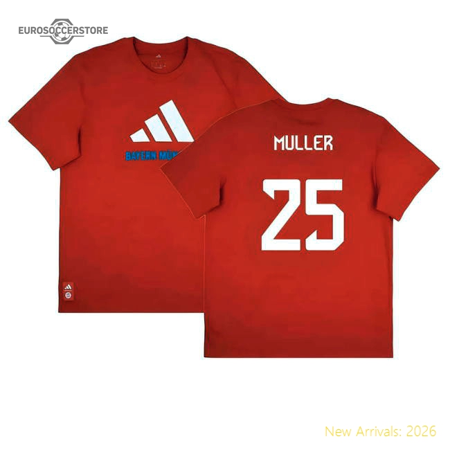 Top-Quality 2025-2026 Bayern Munich Seasonal Graphic Tee (Red) (Muller