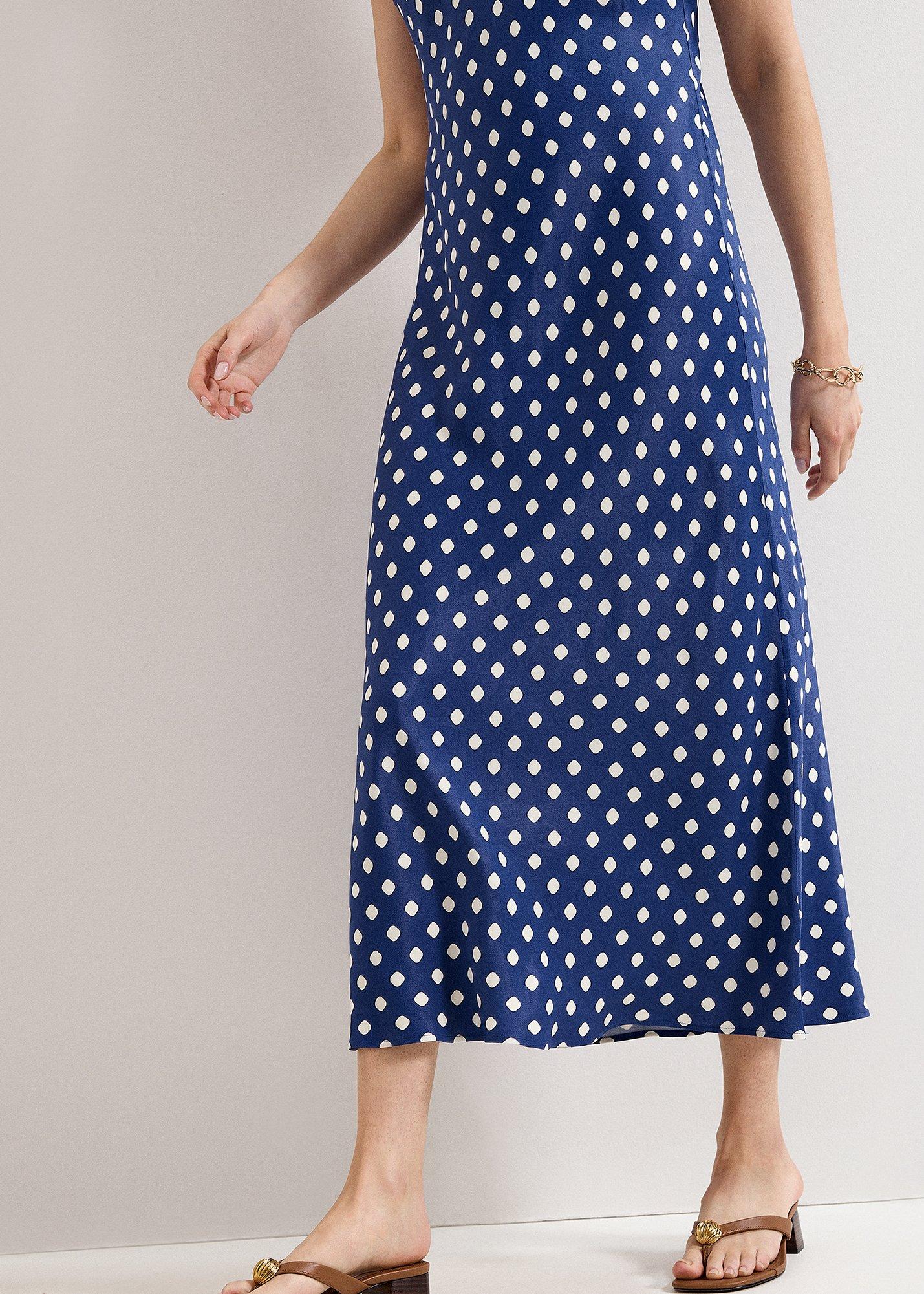 Tina Navy Spot Slip Dress