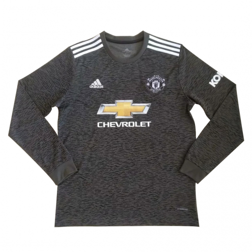 20-21 Manchester United Away Black Long Sleeve Soccer Jersey Shirt -