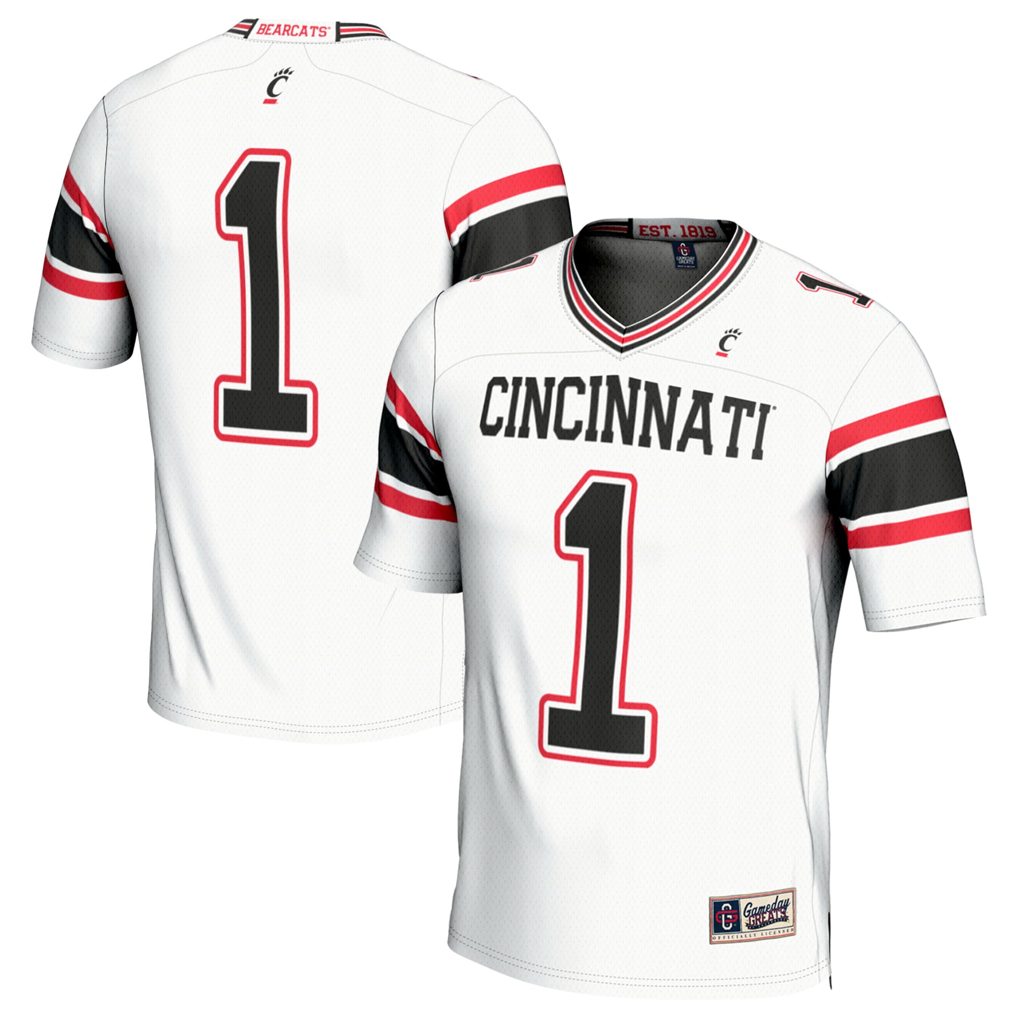 [NJP] Cincinnati Bearcats GameDay Greats Unisex Lightweight Football Fashion Jersey - White