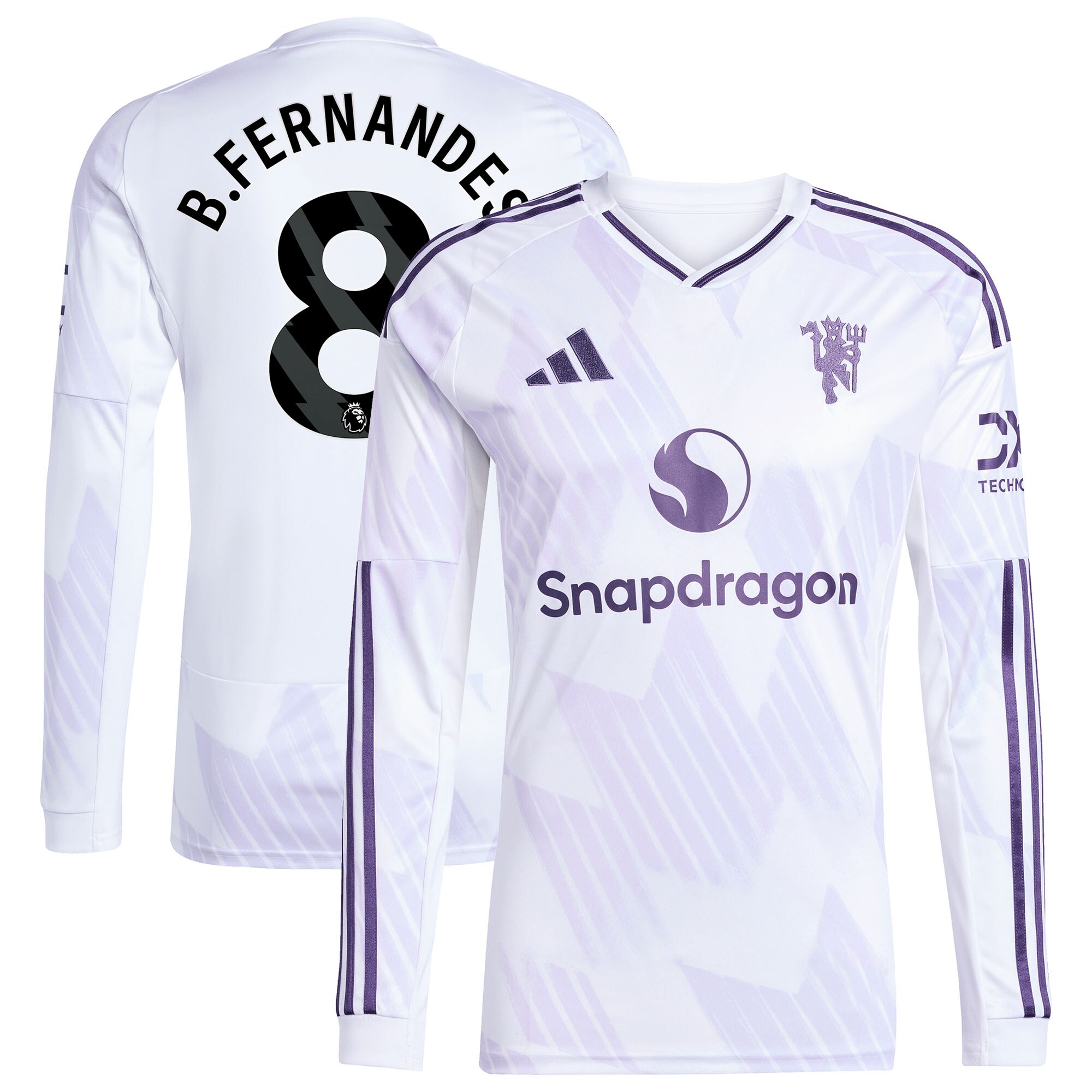 [SJH] Bruno Fernandes Manchester United 2025/26 Away Replica Long Sleeve Player Jersey - White