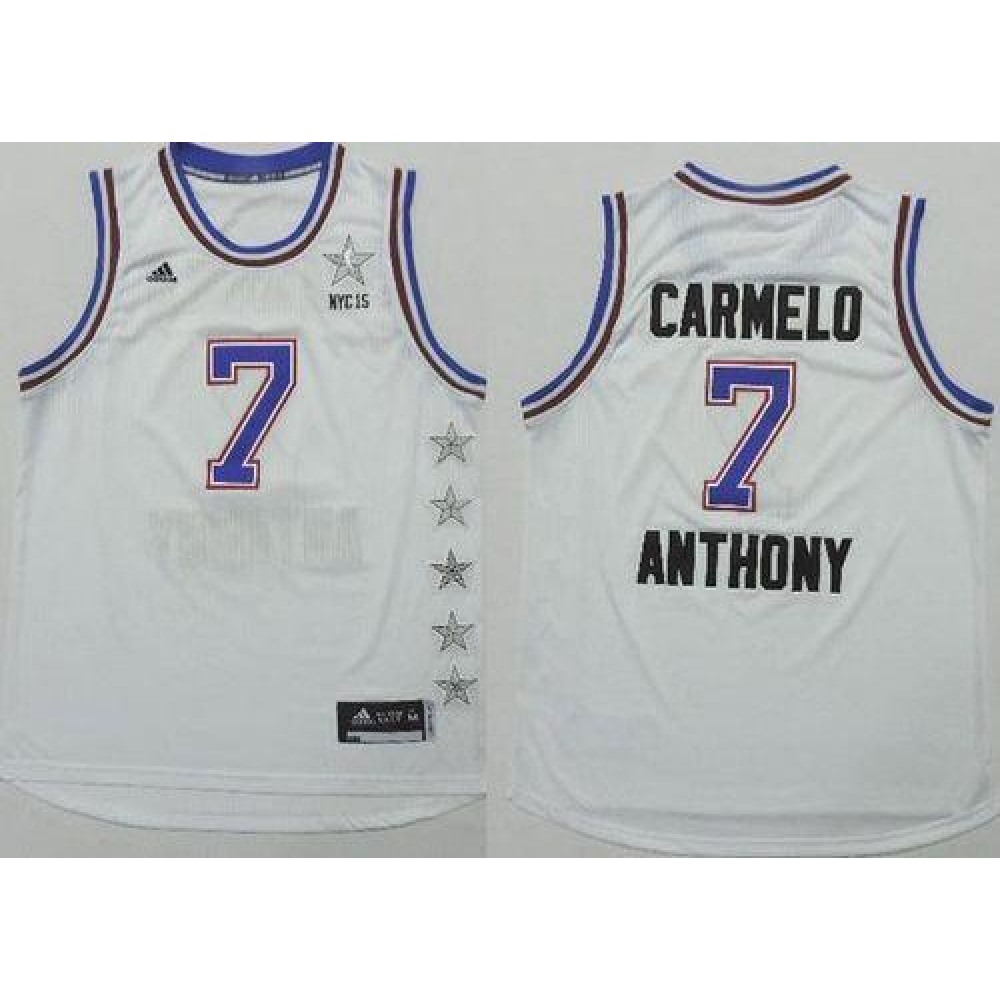 Professional Grade Men's Knicks #7 Carmelo White Basketball Jersey