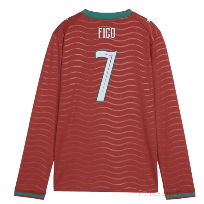 2026-2027 Portugal Long Sleeve Home Shirt (Kids) (Figo 7)
