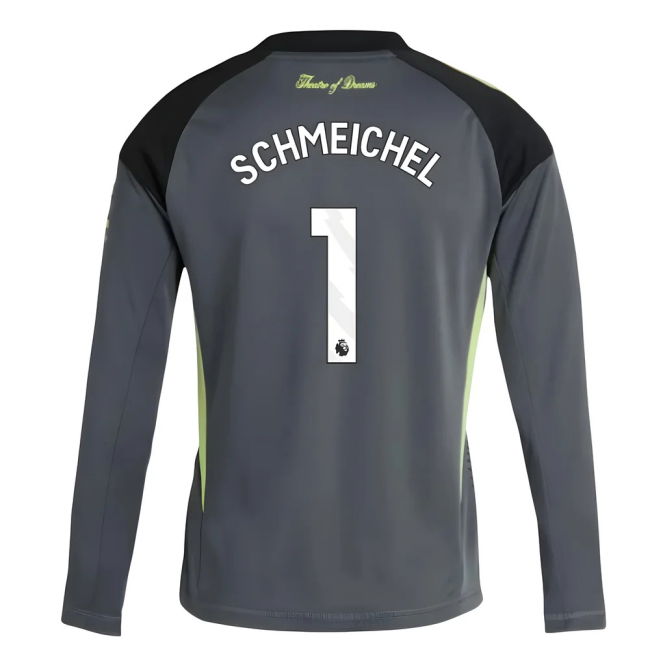 Football Man Utd Home Goalkeeper Shirt Grey Kids Schmeichel #1 Off...