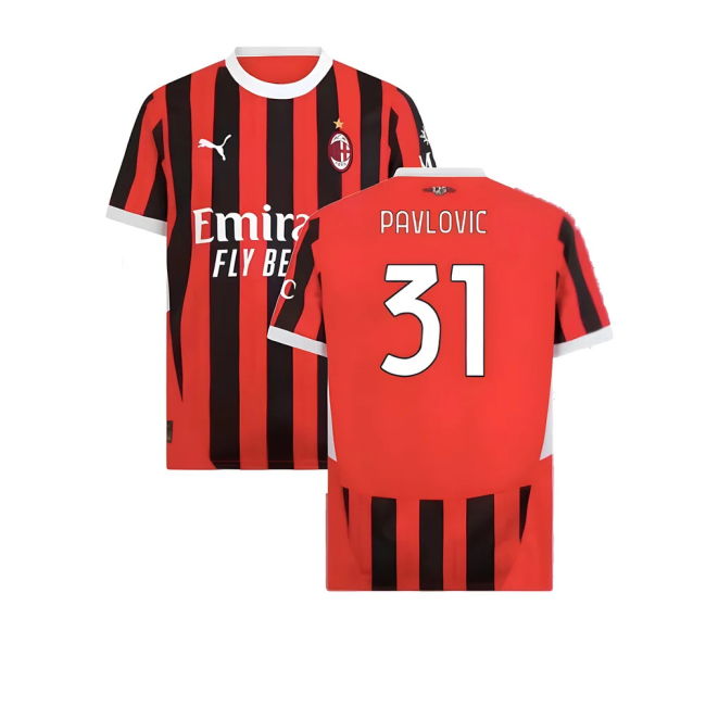 Official 2024-2025 Ac Milan Home With Retro Design - Easy Care