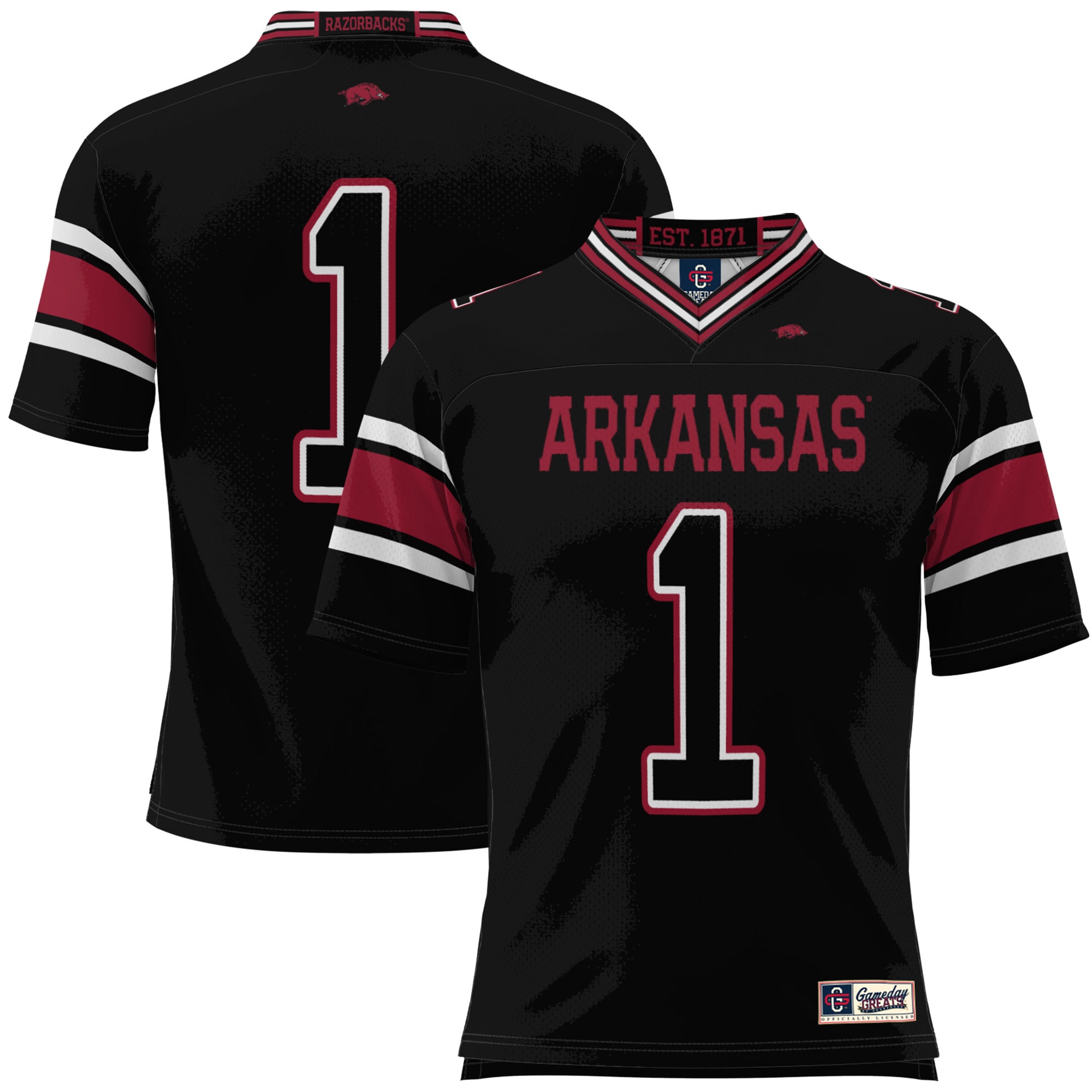 #1 Arkansas Razorbacks GameDay Greats Football Jersey - Black