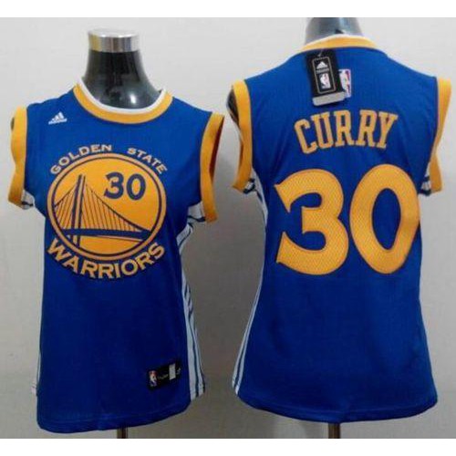 Golden State Warriors #30 Stephen Curry Blue Road Womens Stitched NBA Jersey Womens