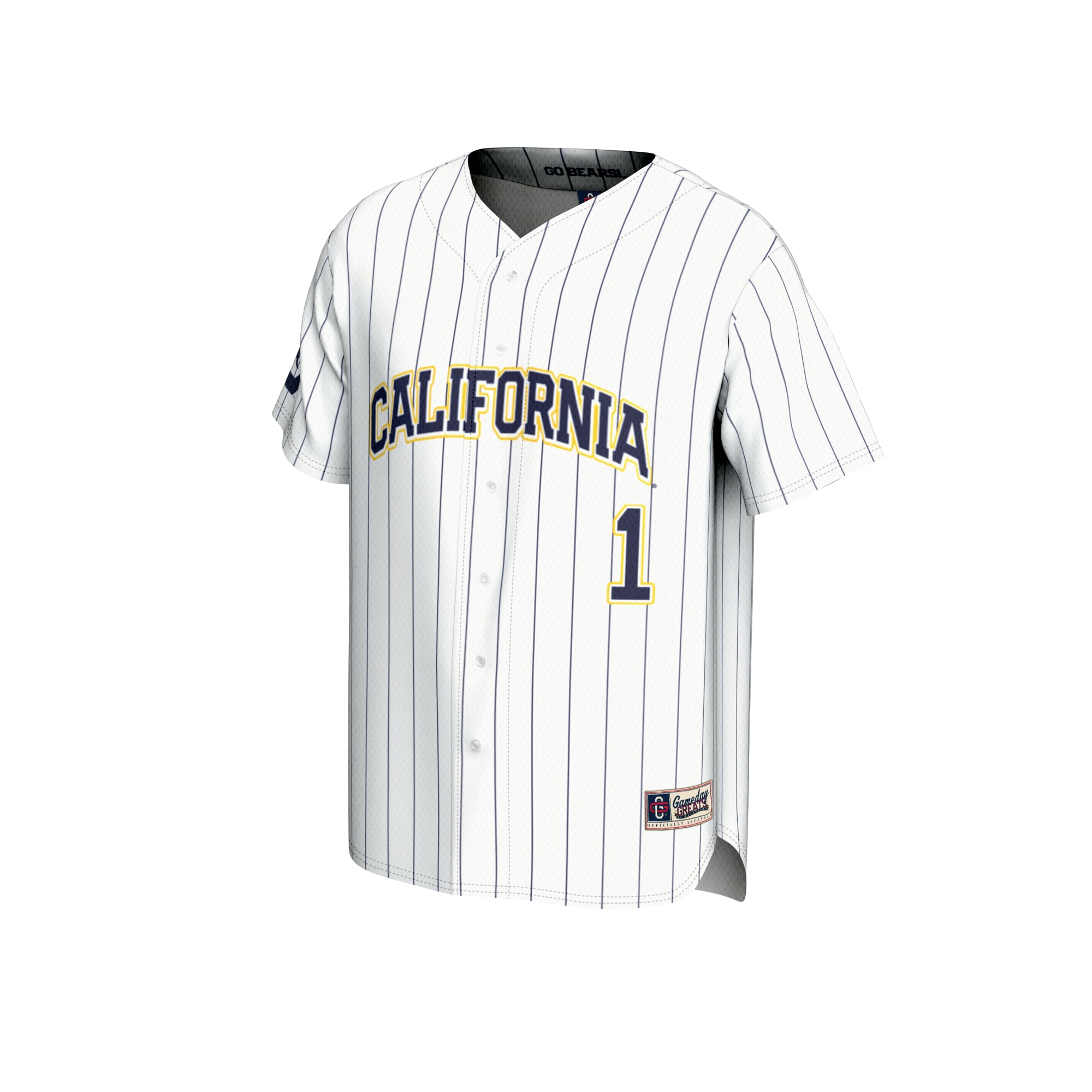 #1 Cal Bears GameDay Greats Youth Lightweight Baseball Fashion Jersey - White