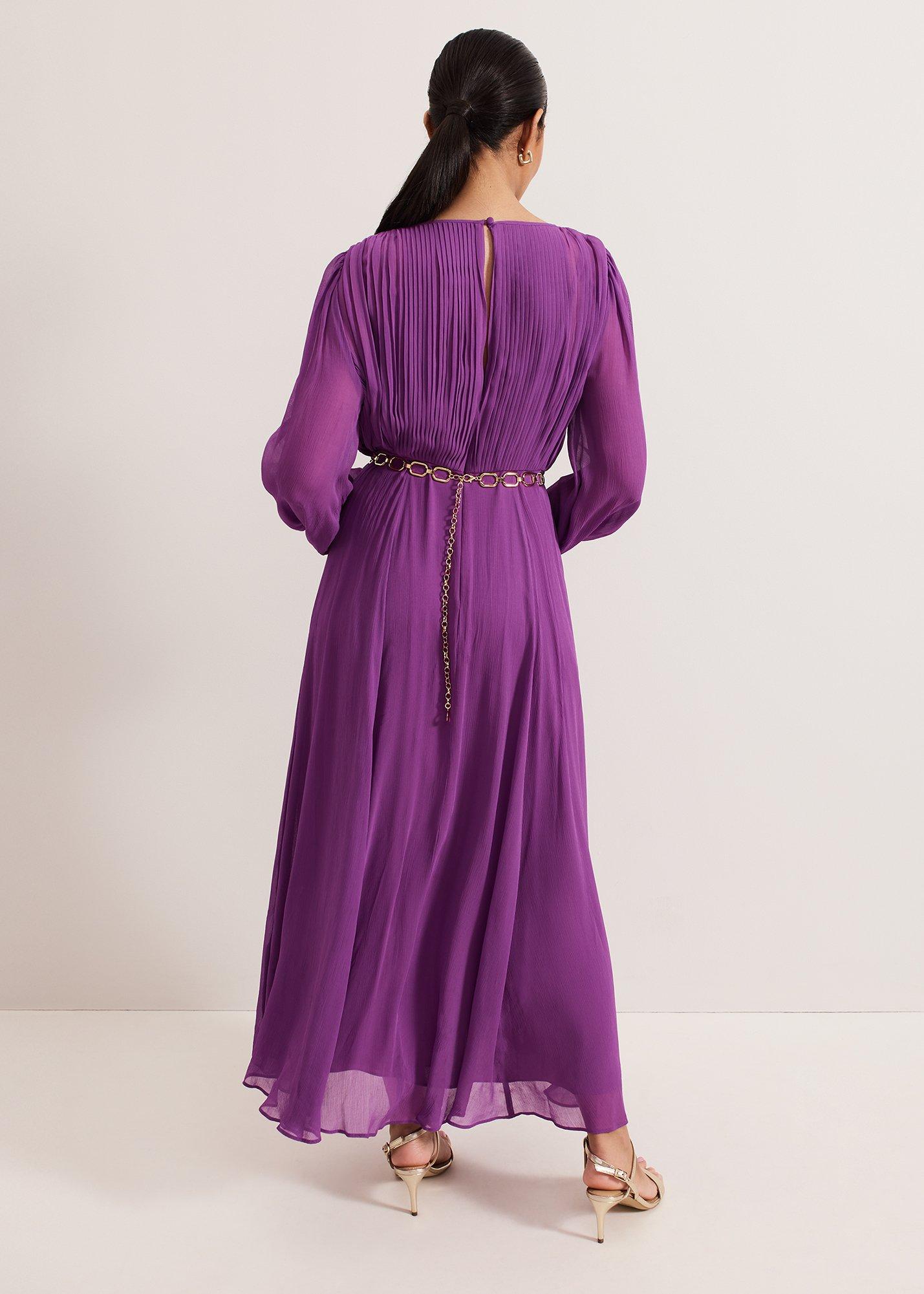 Petite Amal Purple Pleated Bodice Maxi Dress