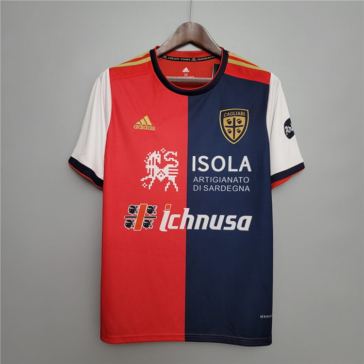 Breathable 20-21 Cagliari Home RedBlack Soccer Shirt Jersey