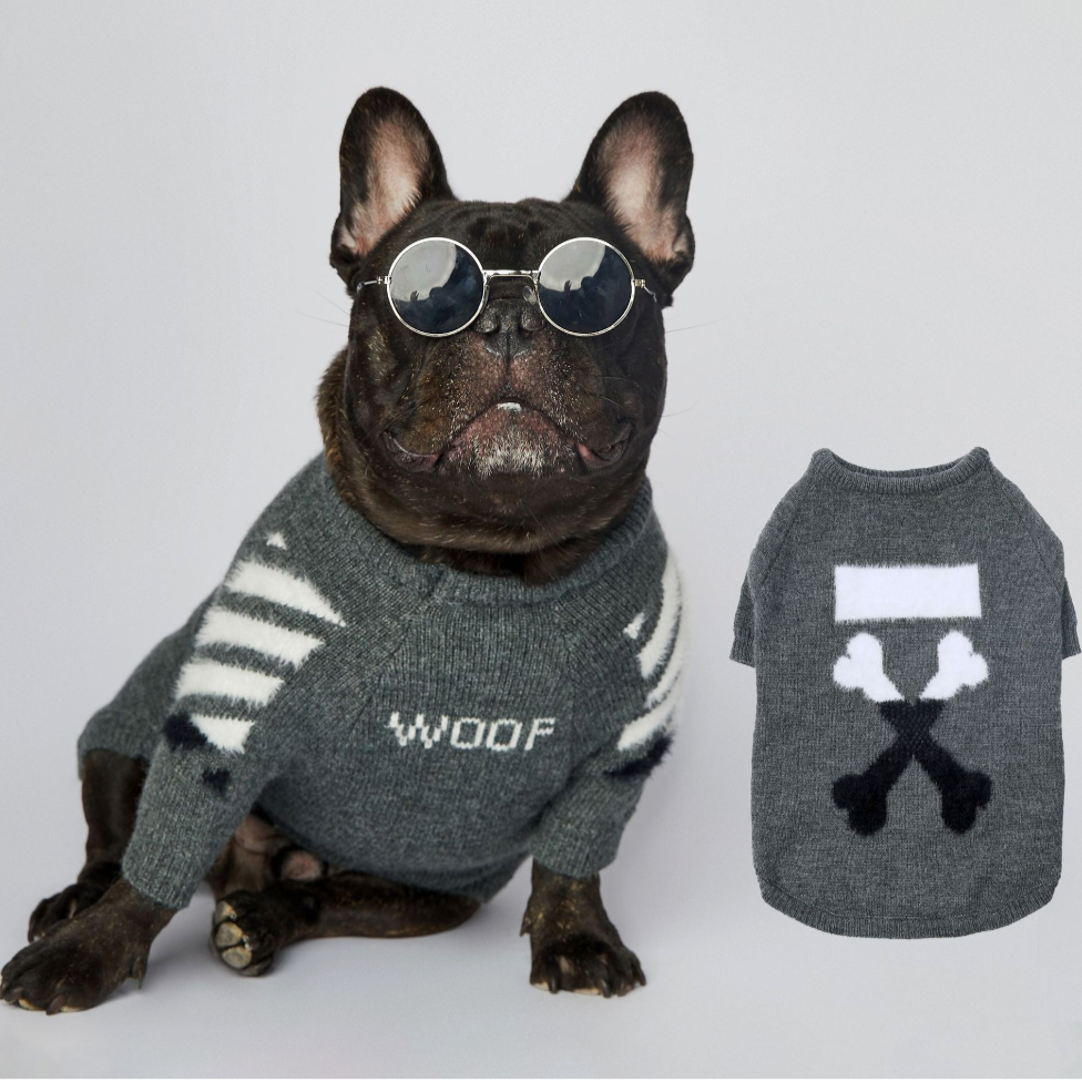 French Bulldog Frenchup™ Frenchie Woof Winter Sweater V1 Warm Dog Outfit