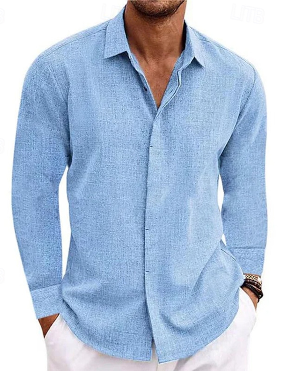 Men's Shirt Linen Summer Button Down Casual Beach Solid Color Vacation
