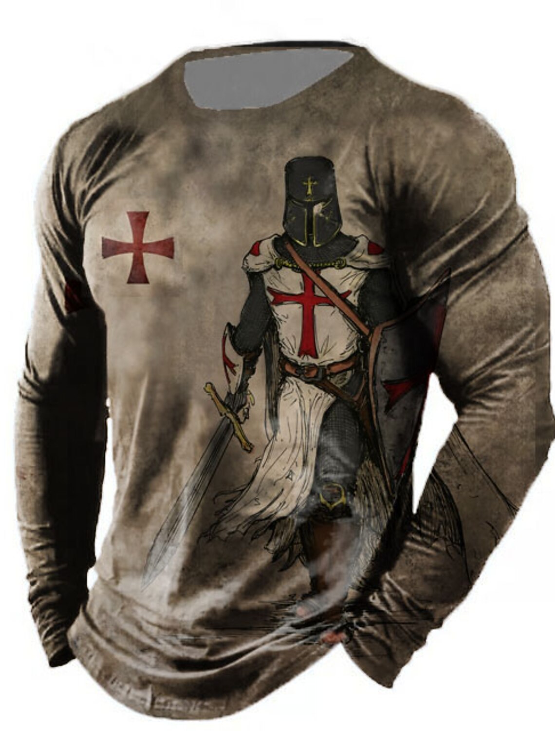 4th of July 2026 250th Memorial Day Men's Patriotic Vintage Distressed Patriot Graphic 3D Print American Flag National Flag Veteran Crew Neck Long Sleeve T-Shirt