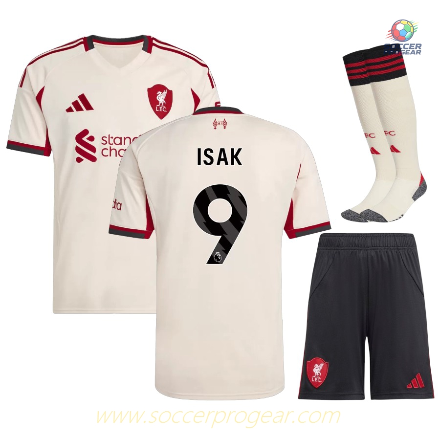 Liverpool Away Kids Edition Kit Team Jersey 2025-2026 Season Isak