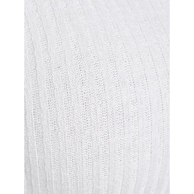 Off Shoulder Ribbed Knit Cropped Tee MP1046