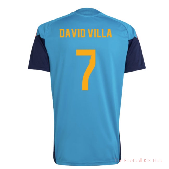 2026-2027 Spain Training Jersey (Bold Aqua) (David Villa 7)
