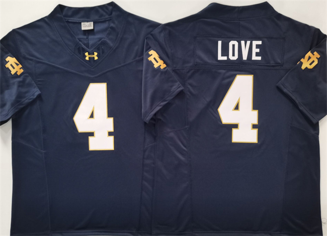 Men's ND Irish Game 2024 moisture wicking Jeremiyah Love #4 authentic