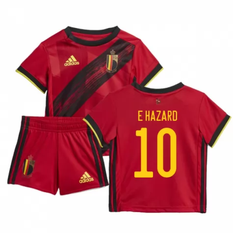Official Kids Belgium Euro 2020 Home Red 10 Hazard Soccer