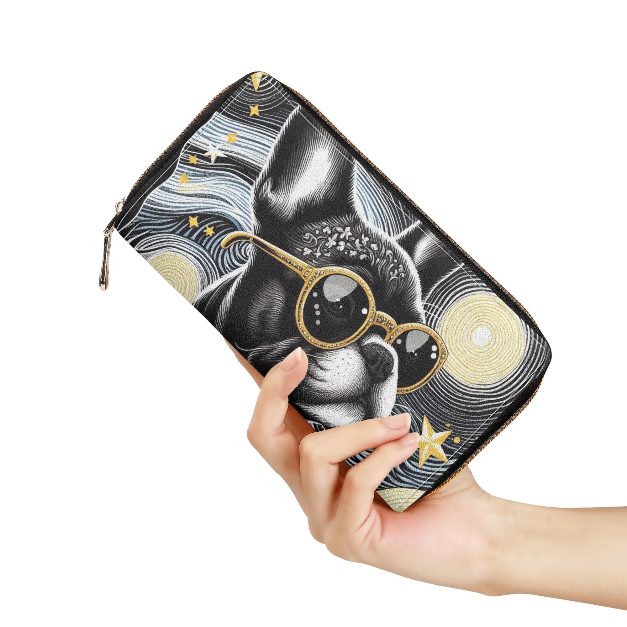 Bulldog Themed Leather Zipper Wallet For Frenchie Fans | Unique Design