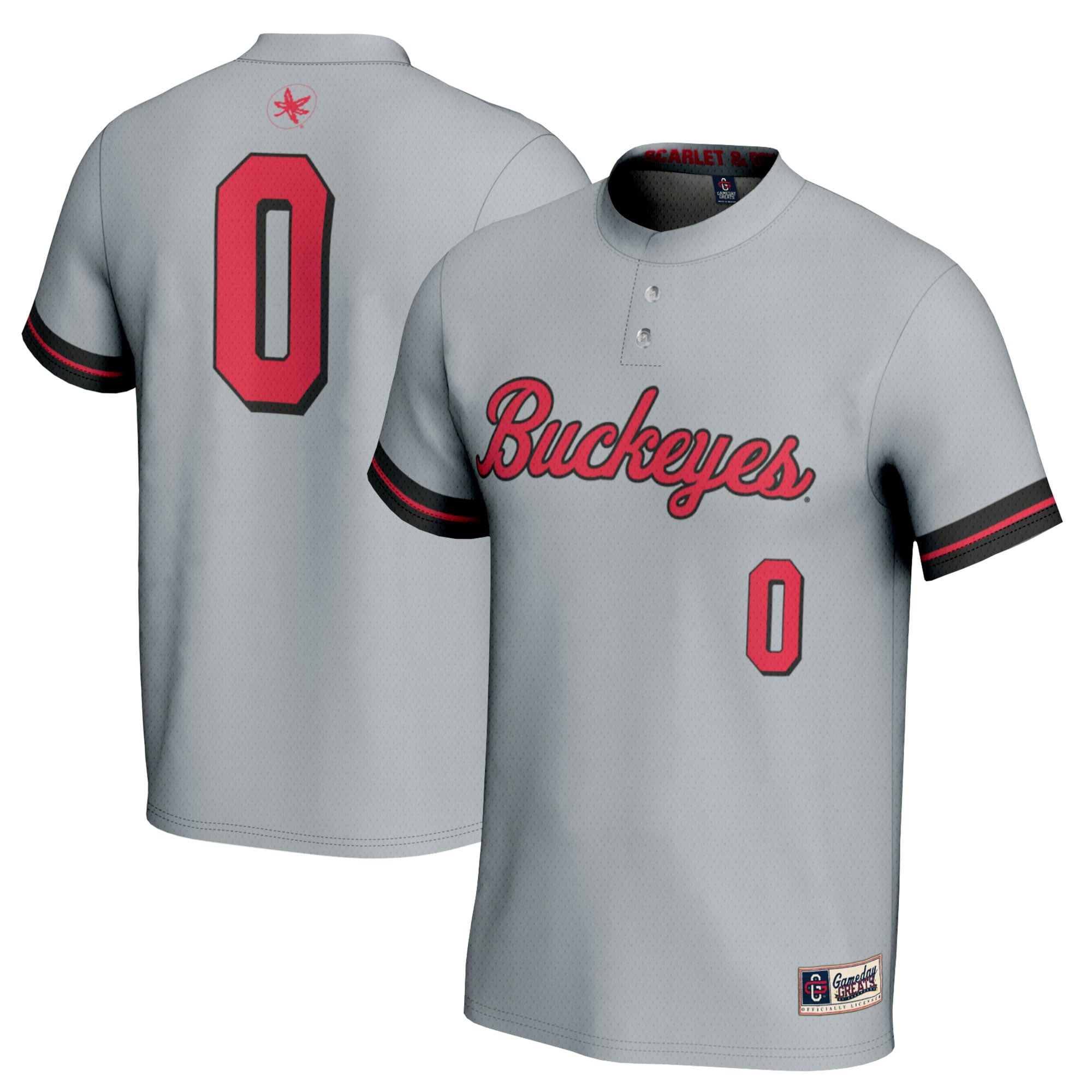 #0 Ohio State Buckeyes GameDay Greats Youth Softball Lightweight Fashion Jersey - Gray