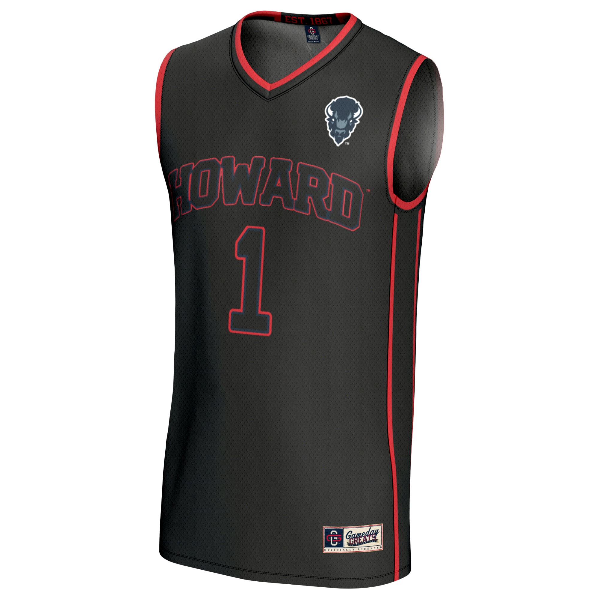 [NJP] Howard Bison GameDay Greats Youth Lightweight Collegiate Basketball Fashion Jersey - Black