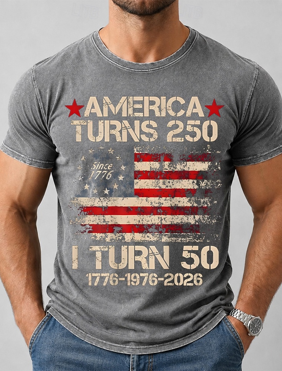 4th of July 2026 250th Men's Flag Cotton Acid Wash Shirt Heavyweight T-shirt Short Sleeve T shirt DTG Crew Neck Shirt Patriotic Street Holiday Blue Black Brown Spring & Summer Clothing Apparel S M