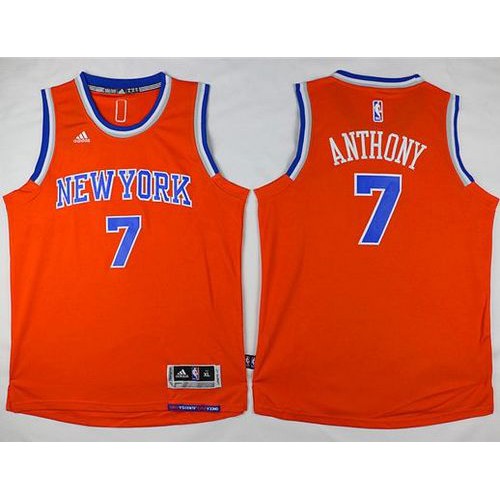 New York Knicks #7 Carmelo Anthony Orange Stitched Youth NBA Jersey Youth