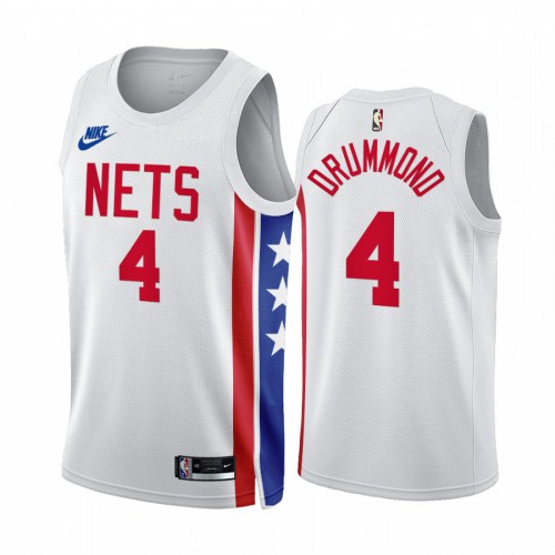 White Nike Brooklyn Nets #4 Nets Jersey - Fabric NBA Fan Apparel