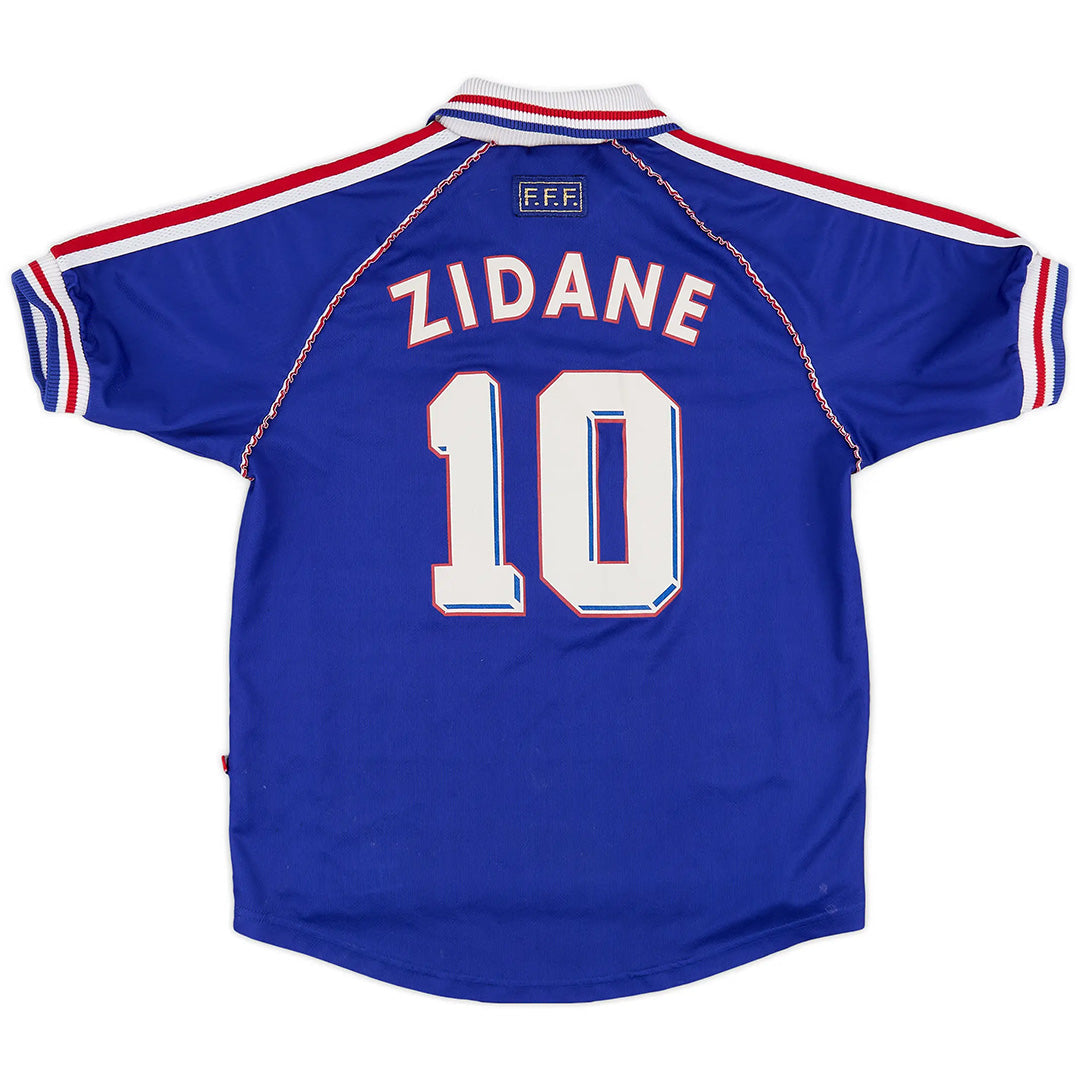 France ZIDANE #10 Home Retro Soccer Jersey 1998 Authentic Kit