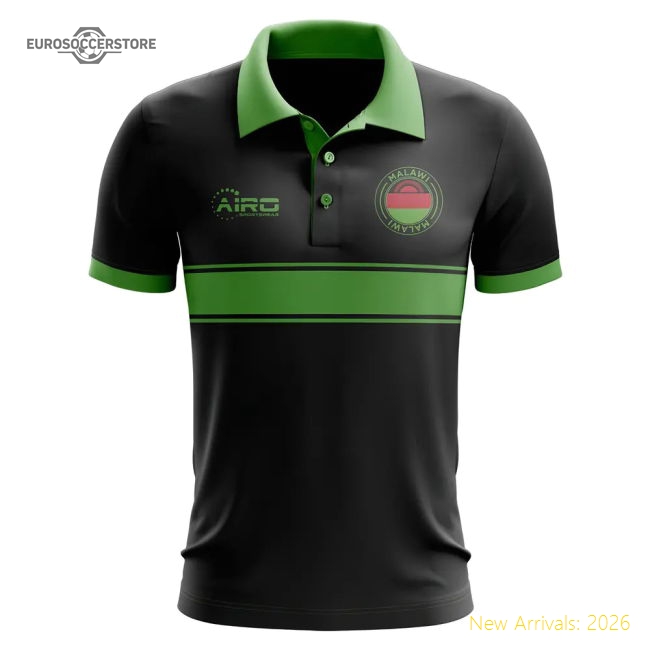 Malawi Concept Stripe Polo Shirt (black) - World Cup Edition