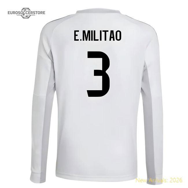 Match-Day 2025-2026 Real Madrid Long Sleeve Home Shirt (Kids) (E.Militao