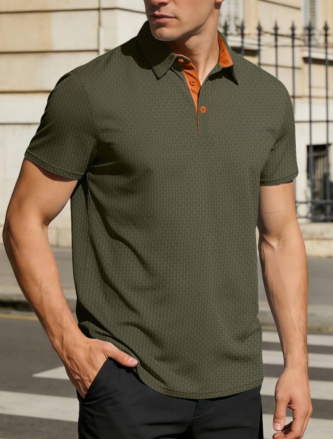 Men's Polo Ice Silk Seersucker Polo Casual Business Ribbed Polo Collar Short Sleeve Fashion Basic Solid Color Buttons Summer Spring & Fall Regular Fit Black White Navy Blue Light Blue Polo