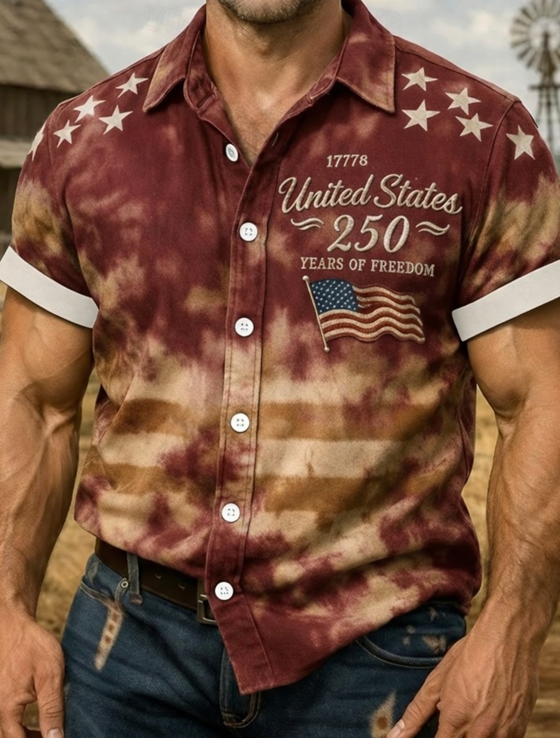 Men's 4th of July U.S. 250th Anniversary Eagle Freedom Shirt Button Up Shirt Short Sleeve Patriotic Outdoor Holiday Summer Spring Turndown 3D Print Collared Shirts Black Wine Dark Blue