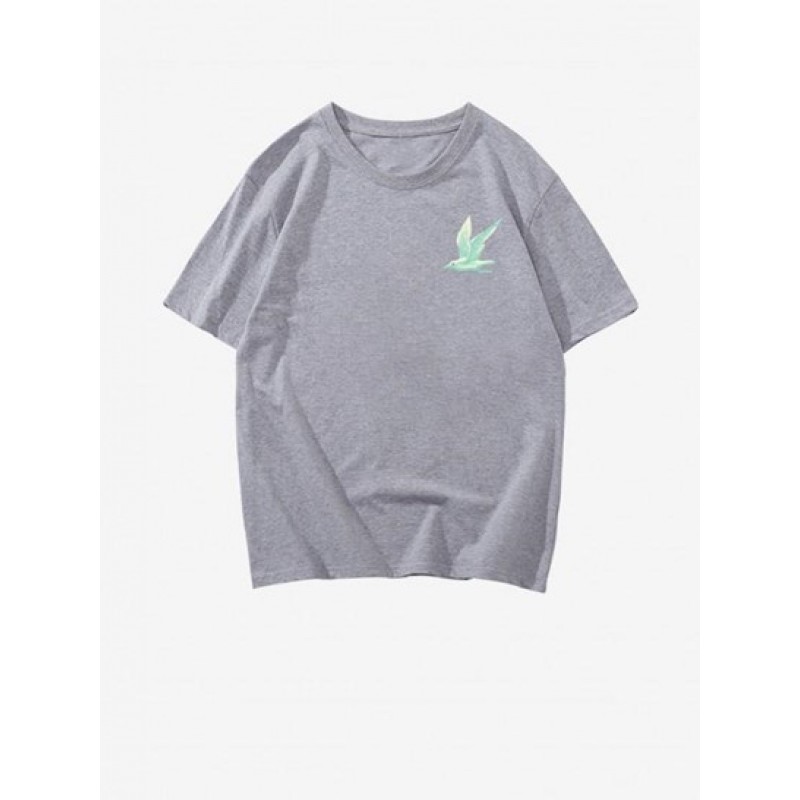 Bird Live For Adventure Print Drop Shoulder T Shirt LT2177