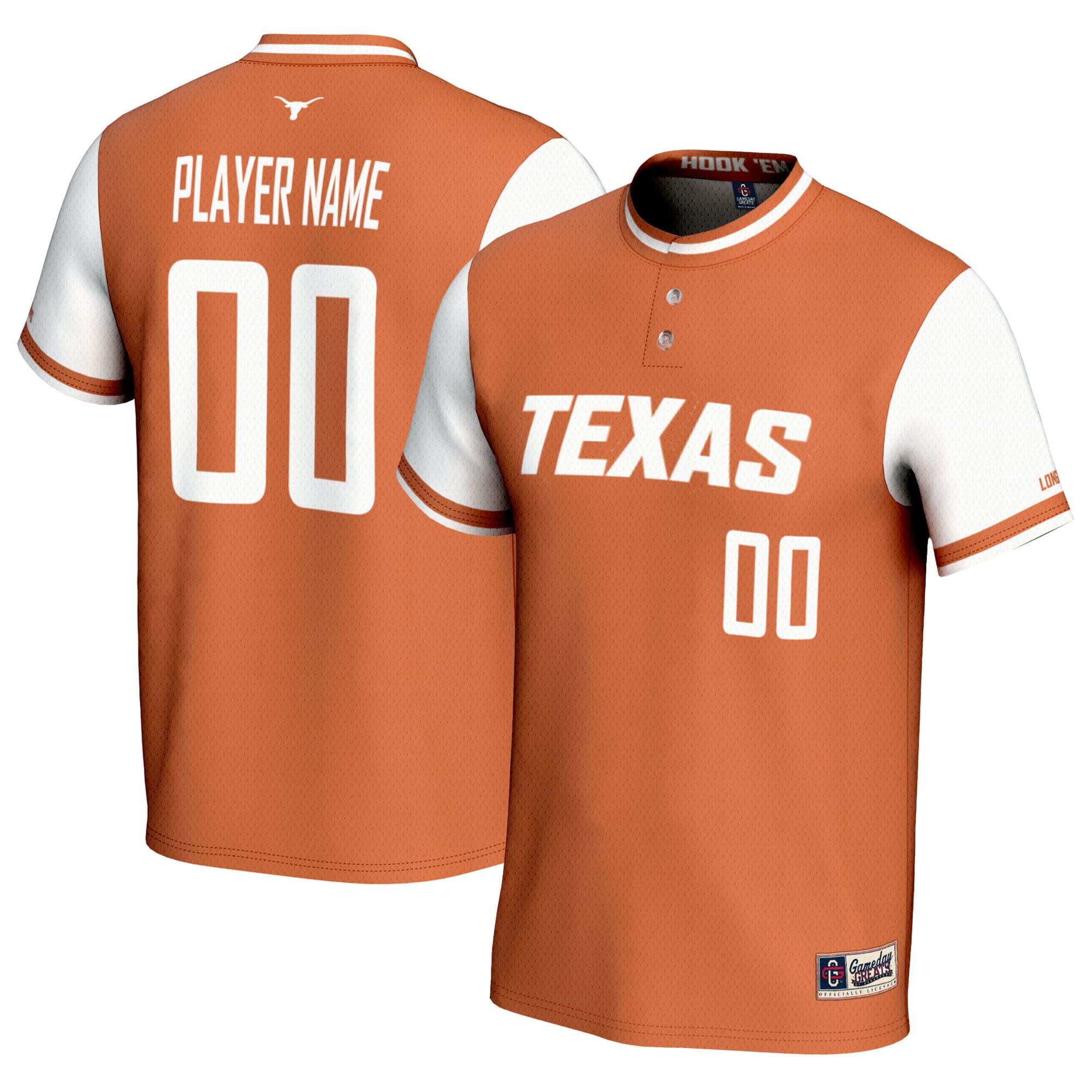 [NJP] Texas Longhorns GameDay Greats Youth NIL Pick-A-Player Lightweight Softball Jersey - Texas Orange
