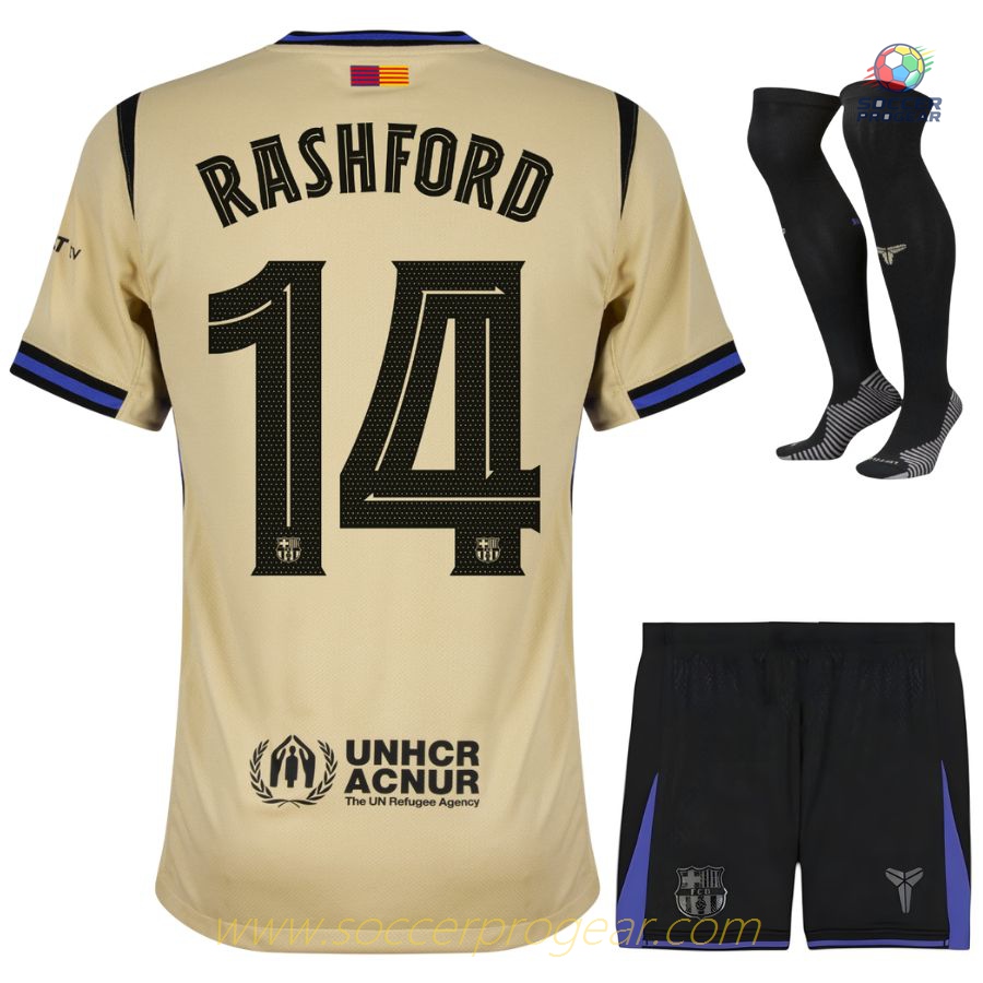 Barca Away Kids Edition Jersey Set Team Jersey 2025-2026 Season Rashford