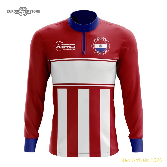 Paraguay Concept Football Half Zip Midlayer Top (Red-White)