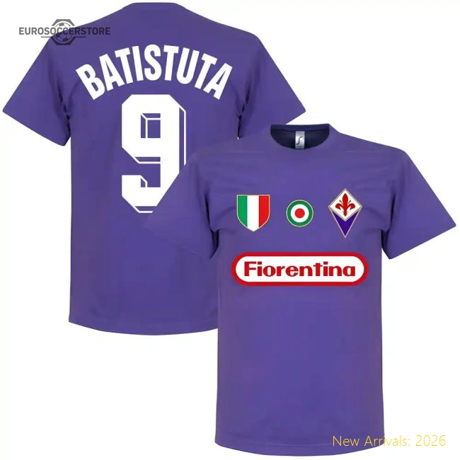 Match-Day Top-Quality Fiorentina Batistuta 9 Team T-Shirt - Purple