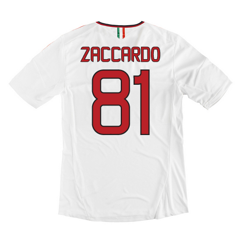 Premium Quality 13-14 AC Milan 81 Zaccardo Away White Soccer Shirt