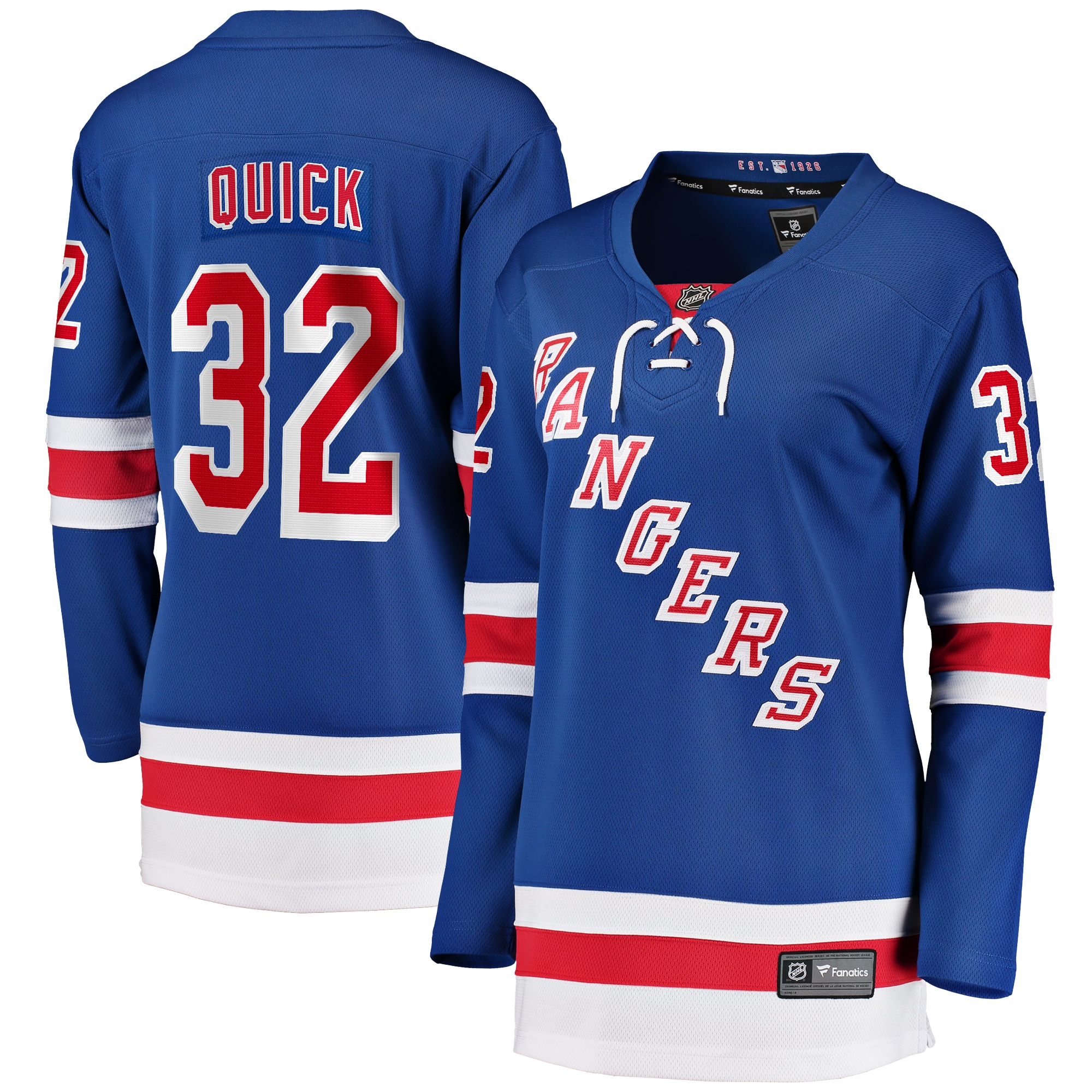 [LK] Jonathan Quick New York Rangers Women's Home Breakaway Player Jersey - Blue