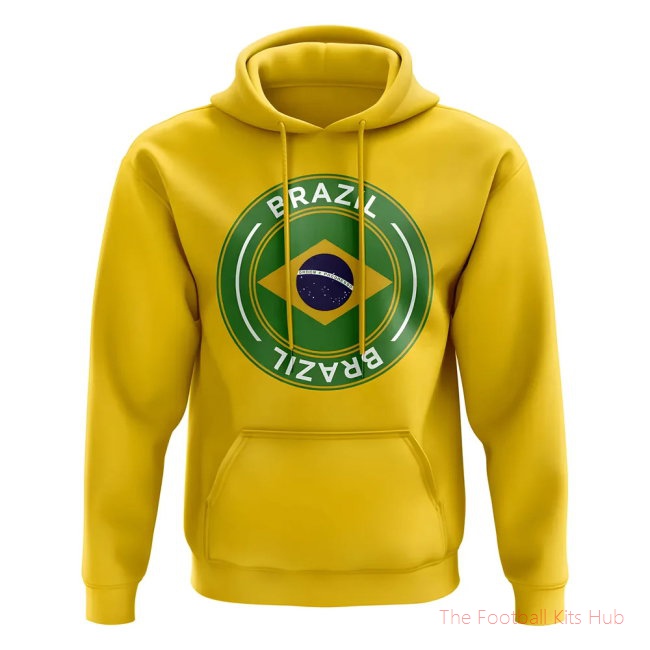 Men Brazil Football Badge Hoodie (Yellow)