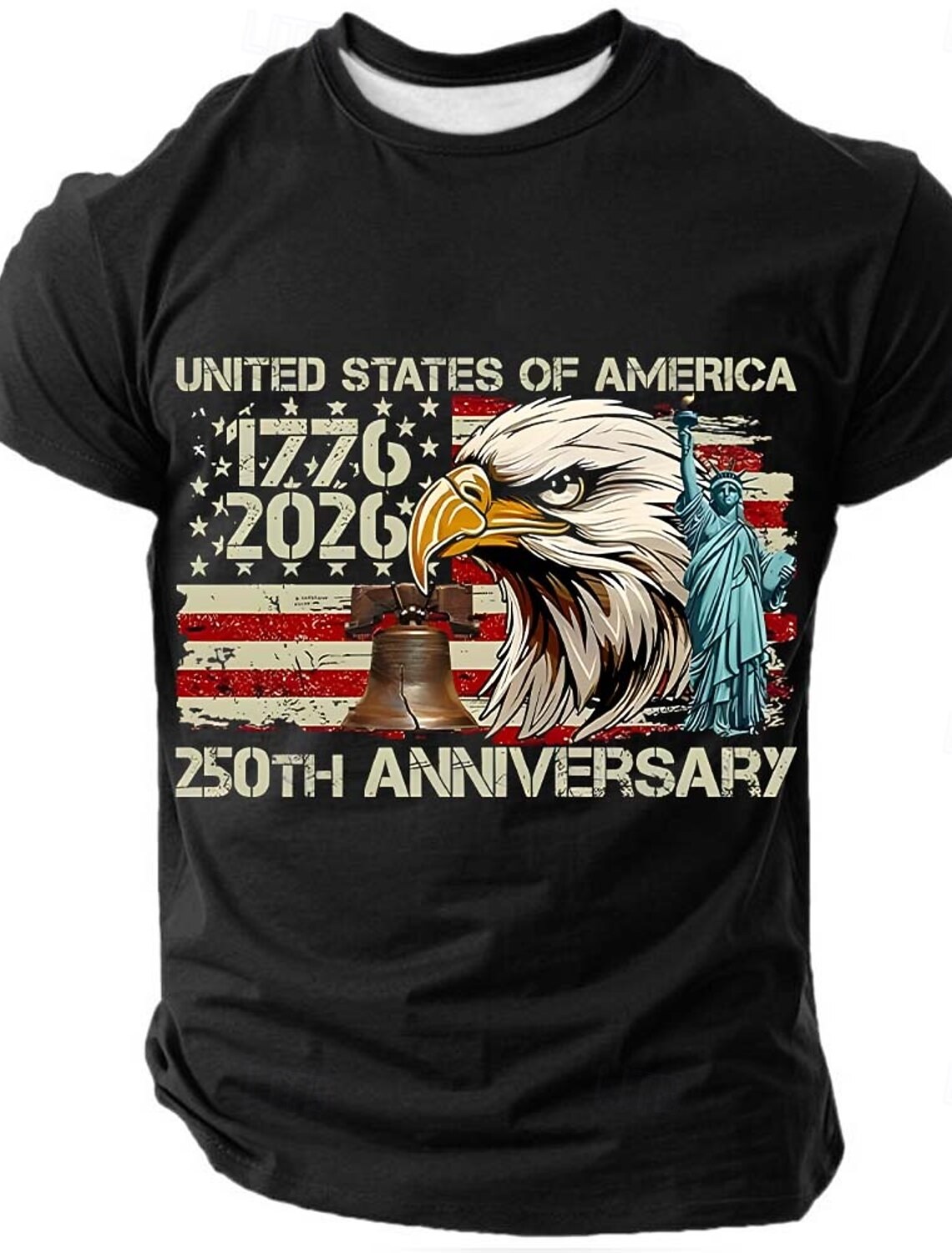 4th of July 2026 250th Memorial Day Men's 3D Print US Flag Crew Neck Short Sleeve T-Shirt Daily Street