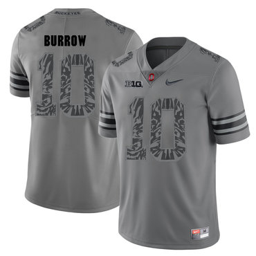 Men's Ohio St Buckeyes Joe Burrow #10 replica Gray 2024 authentic