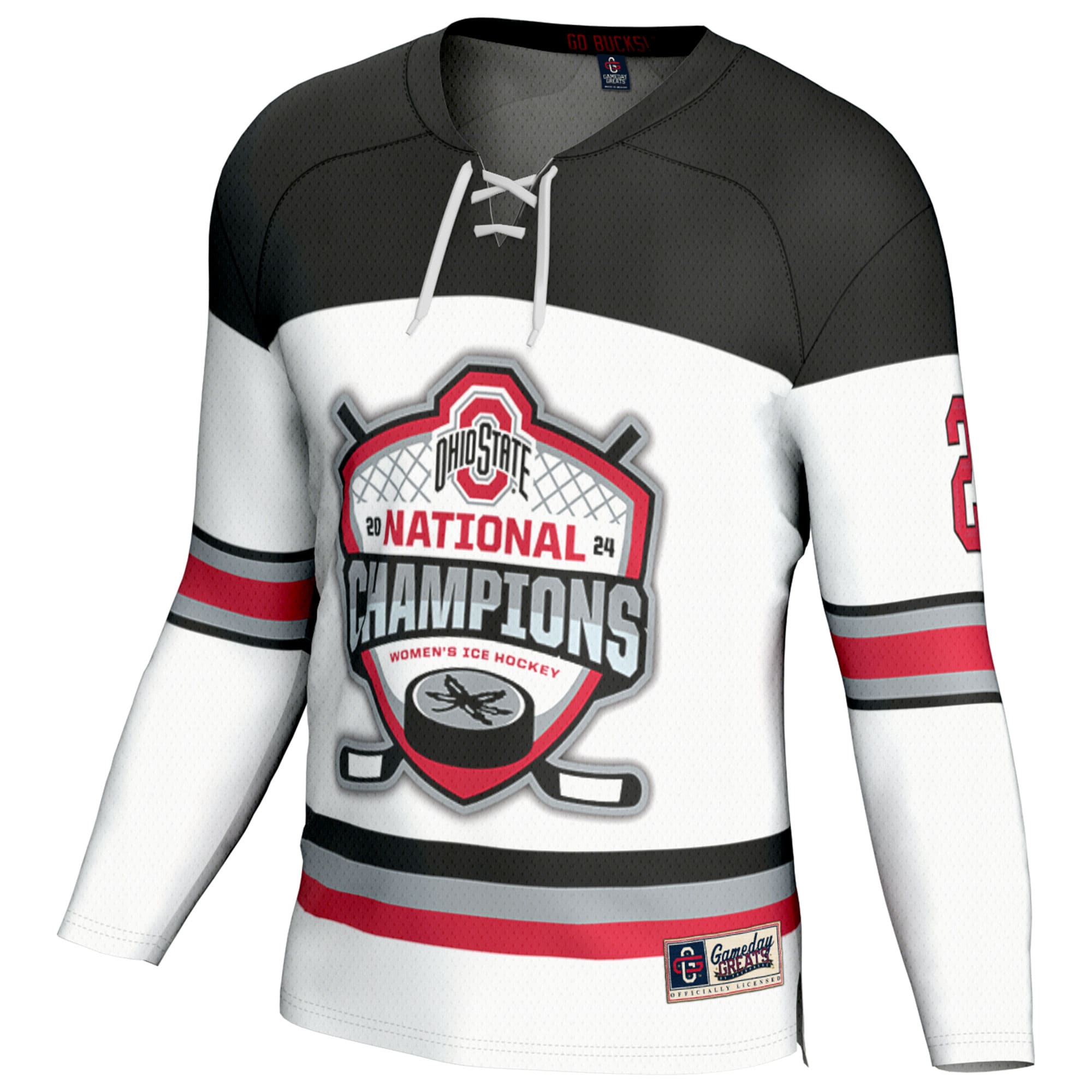 [DDG] Ohio State Buckeyes GameDay Greats Unisex 2024 NCAA Women's Ice Hockey National Champions Fashion Jersey - White