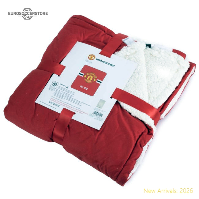 Manchester United Fc Core Stripe Sherpa Fleece Blanket In Multiple