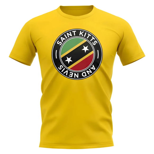 Premium-Quality Saint Kitts And Nevis Football Badge T-Shirt (Yellow)